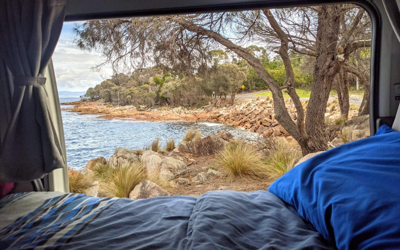 Bed in the Apollo campervan
