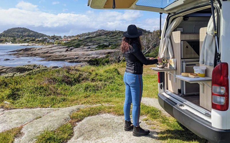 Making lunch from the Apollo campervan