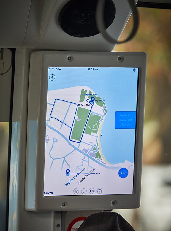 Satellite map uploaded for navigation on the driverless bus