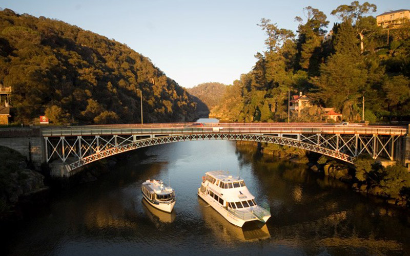 Boat cruising the Tamar