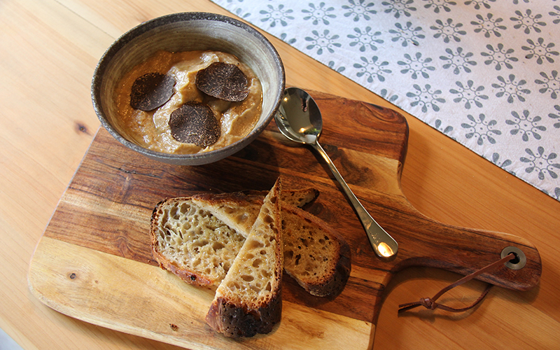 Soup, bread and truffles