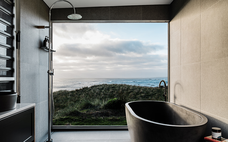 Custom bathroom overlooking amazing landscape