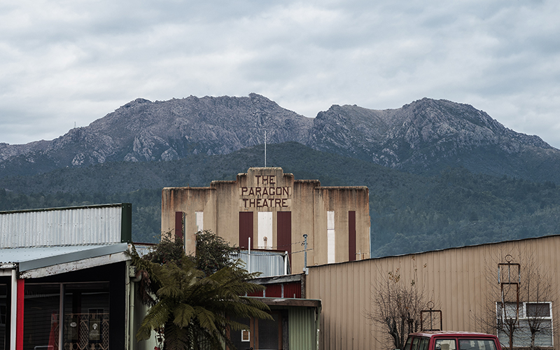 Paragon Theatre and mountains in Queenstown