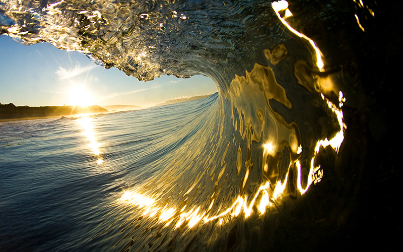 Sun shining on the water at South Arm