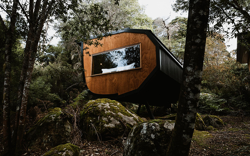 Pod accommodation in wilderness at Derby