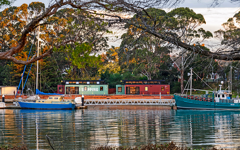 Colourful pod accommodation on the Wynyard waterfront