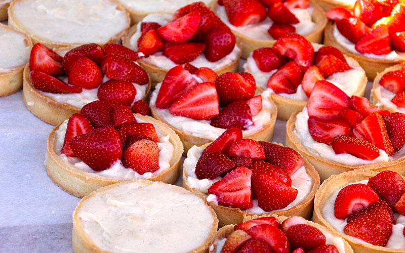 Delicious strawberry tarts at The Harvest