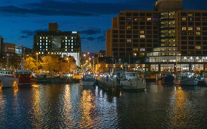 Hobart waterfront at night