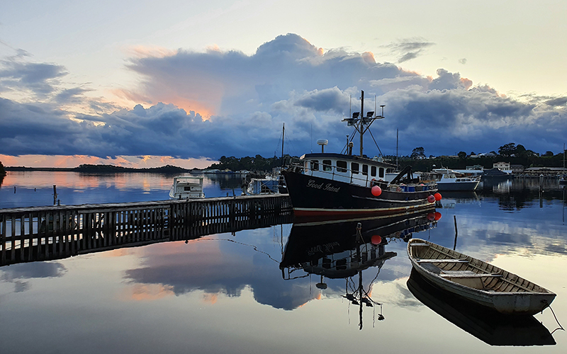 Sunset on the wharf at Strahan