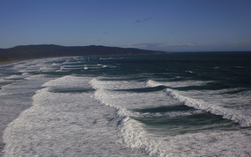 View of crashing waves at Badger Head