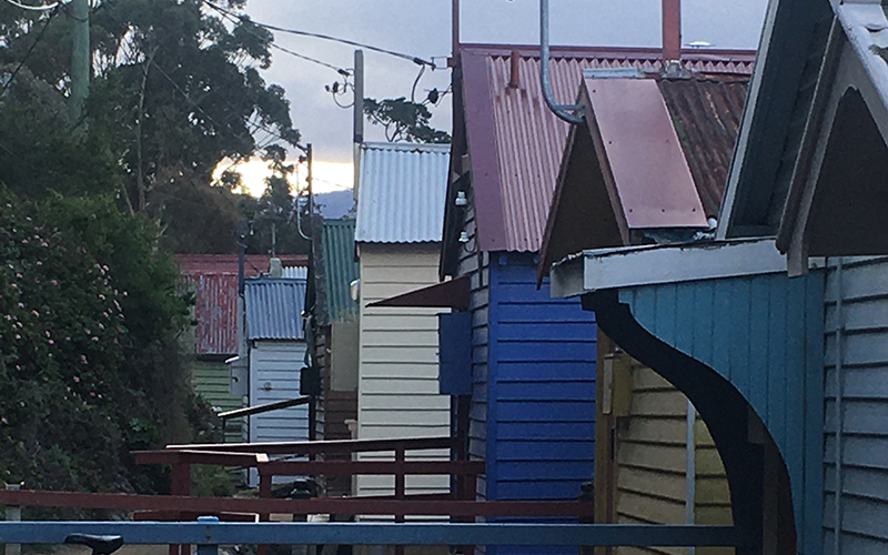 Boat houses at Cornelian Bay