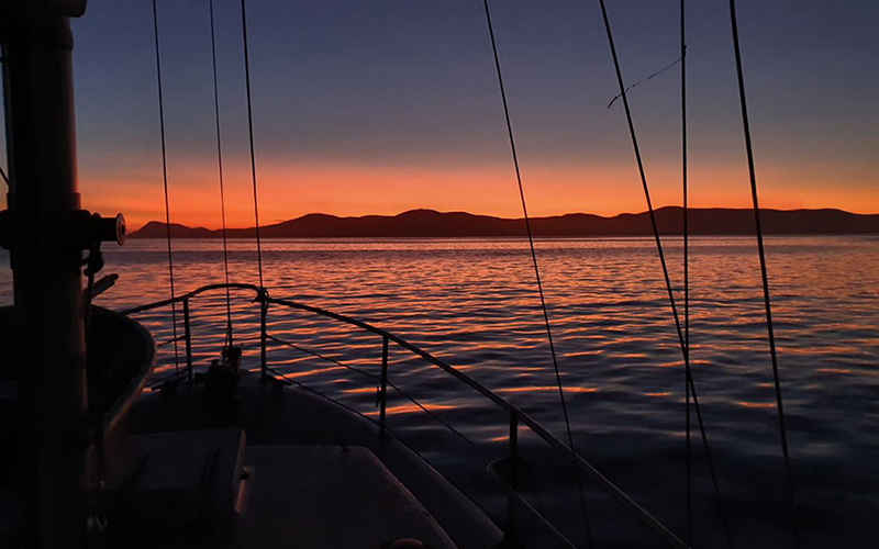 Sunrise from a boat on Maria Island
