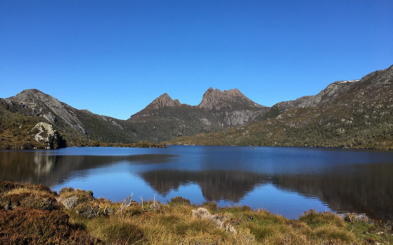 Cradle Mountain and blue skies