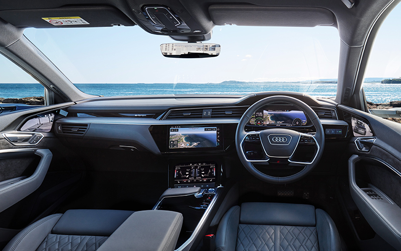 Front interior of the Audi e-tron
