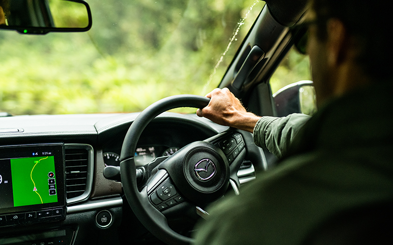Looking out the windscreen of the Mazda BT-50