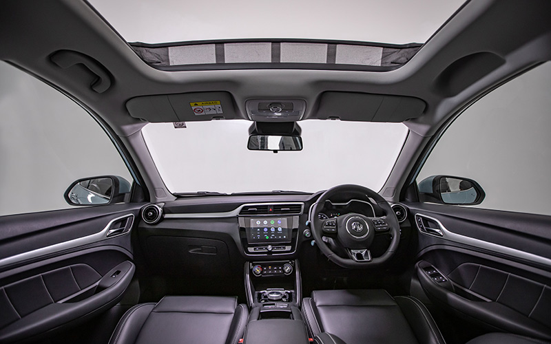 View from back seat of MG