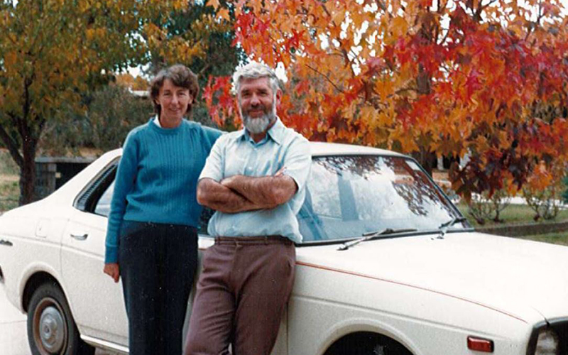 David and Jill Critchlow in front of their car in 1970