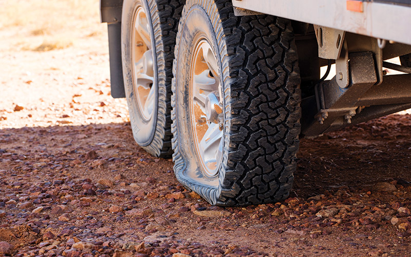 Caravan flat tyre
