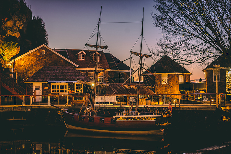 Brig Tamar Ride against the sunset at Launceston's Penny Royal.