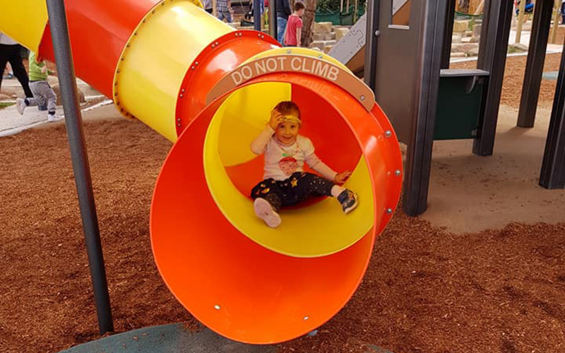 Coming down the slide