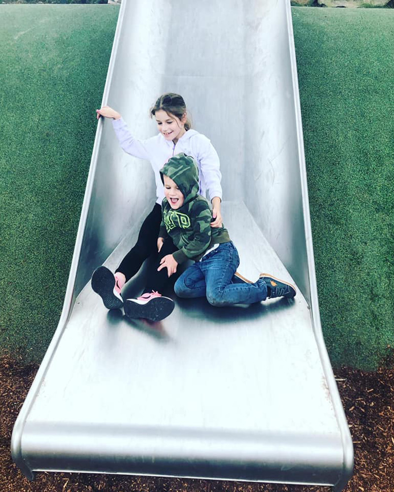 Coming down the slide at Kingston park