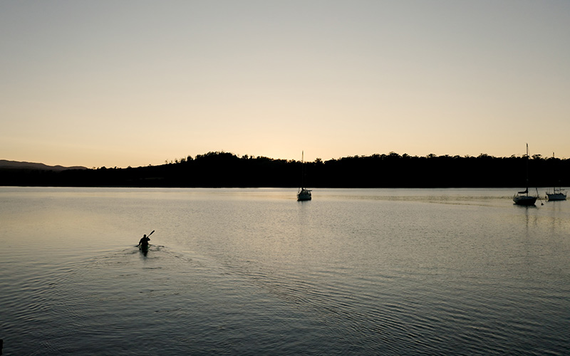 Kayaking at sunset
