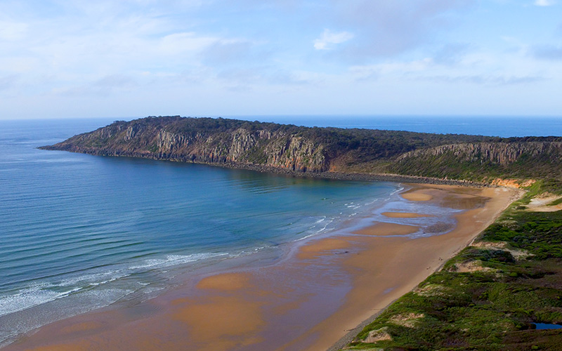 Beauty Point beach from the air